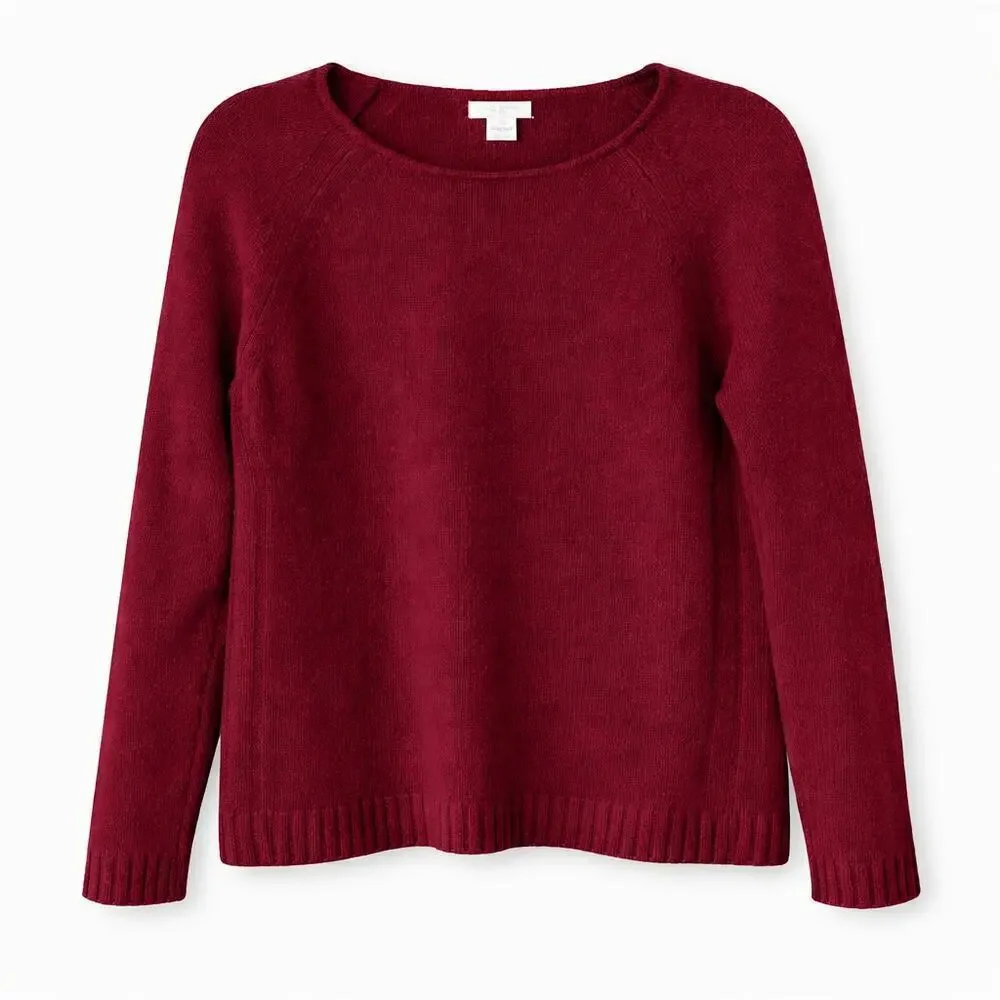 J.Crew Women's Burgundy Wool Blend Sweater Cozy Knit Fall Winter Size Medium